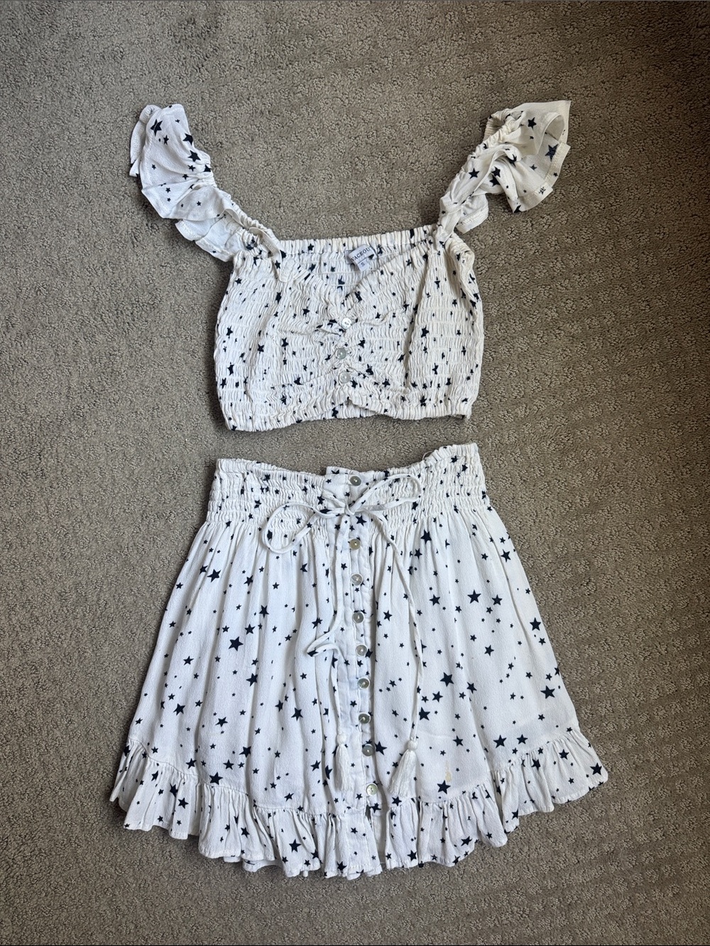 Olivaceous Matching Patriotic Stars Skirt Set - Picture 2 of 5